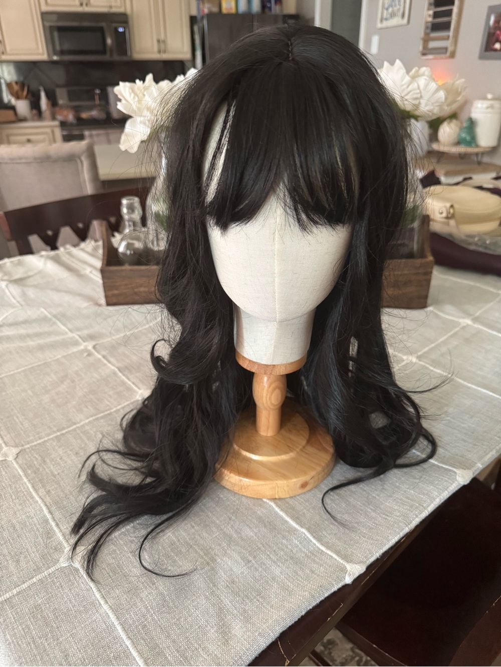 Black Long Wavy Wig with Bangs - Fashion Hairpiece